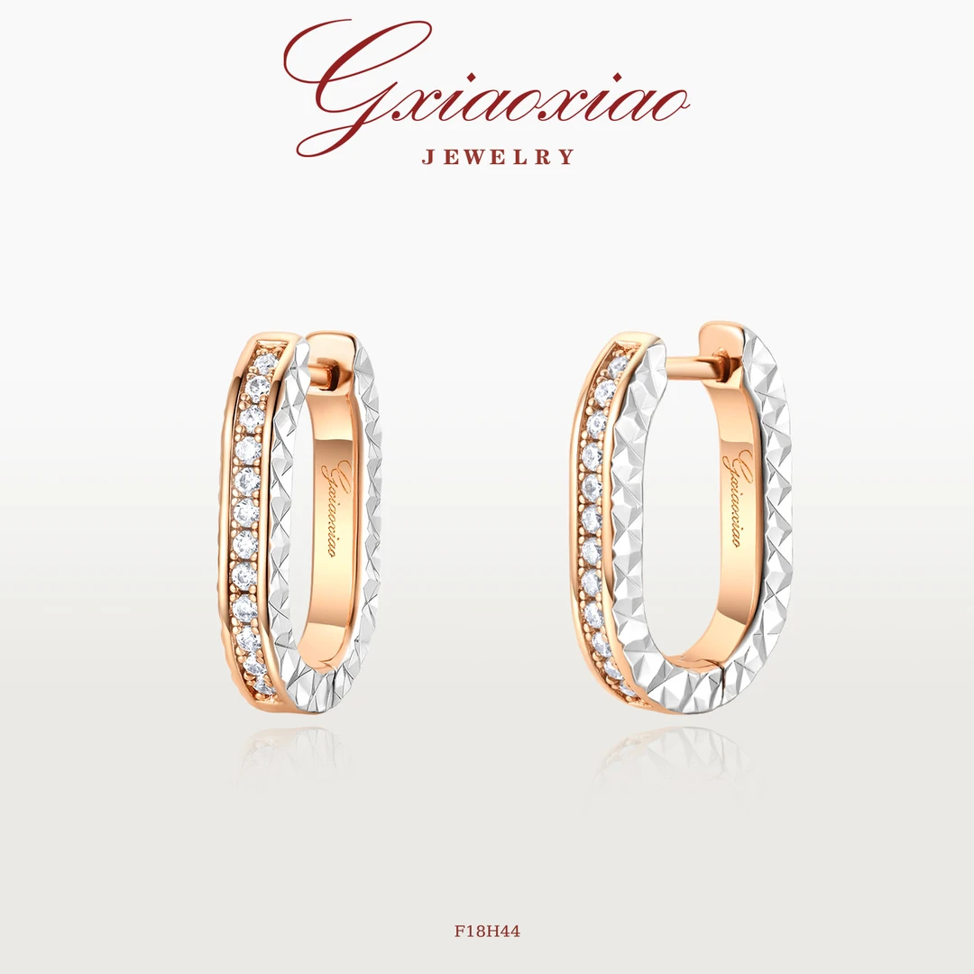 G XIAOXIAO 镀K金 小众高级感精致百搭几何U形耳环 F18H44