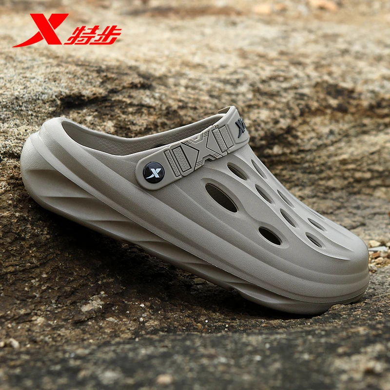 XTEP/特步洞洞鞋男夏季外穿防滑厚底凉鞋青少年海边沙滩运动拖鞋