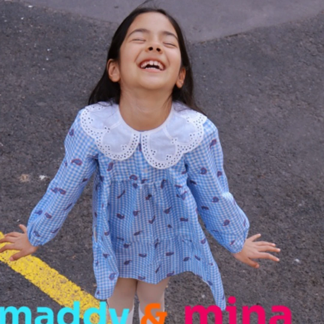 maddy&mina巴旦木花格子连衣裙洋气女童