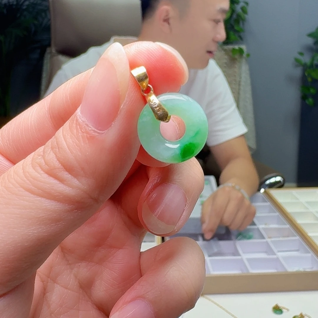 吊坠(不含链)银S925镶嵌翡翠天然
