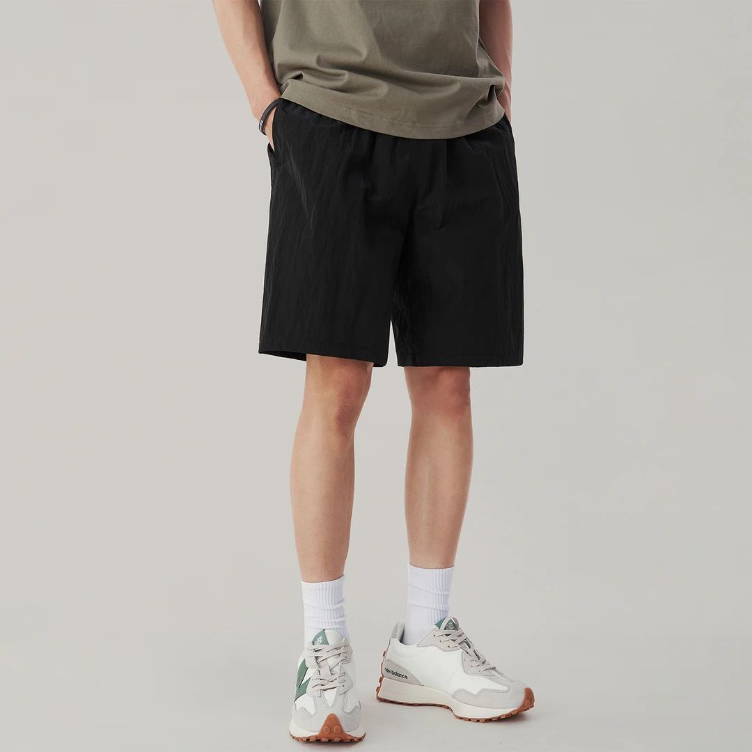 夏季薄款黑色五分裤男生透气直筒宽松中裤美式运动休闲短裤男