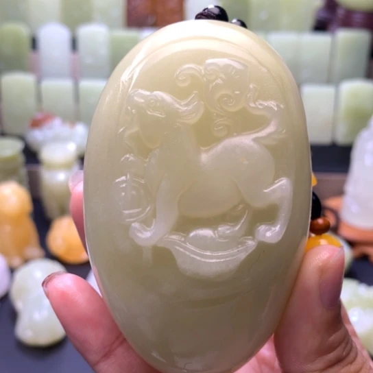 石材方解石手把件