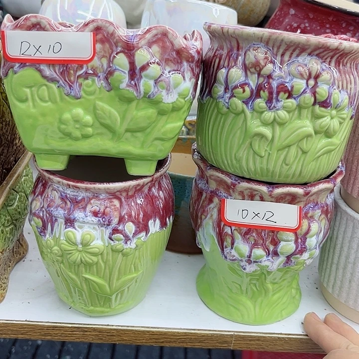 多肉绿植陶瓷花盆9.9包邮，有孔