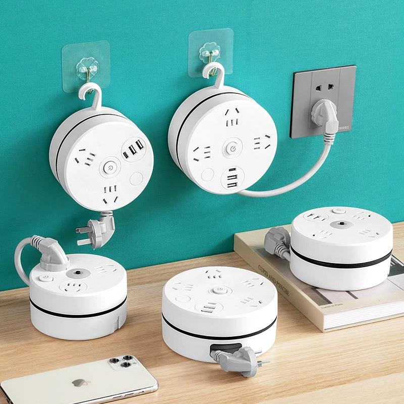 公正牛官方可伸缩收纳多孔插排插板多功能带USB插座家用带线插