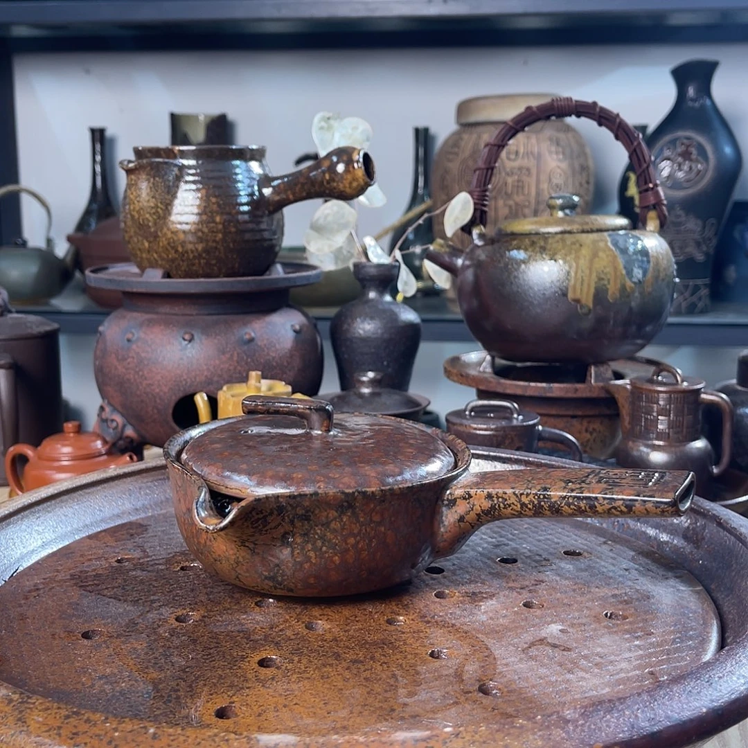 碟紫砂粗陶实用茶器