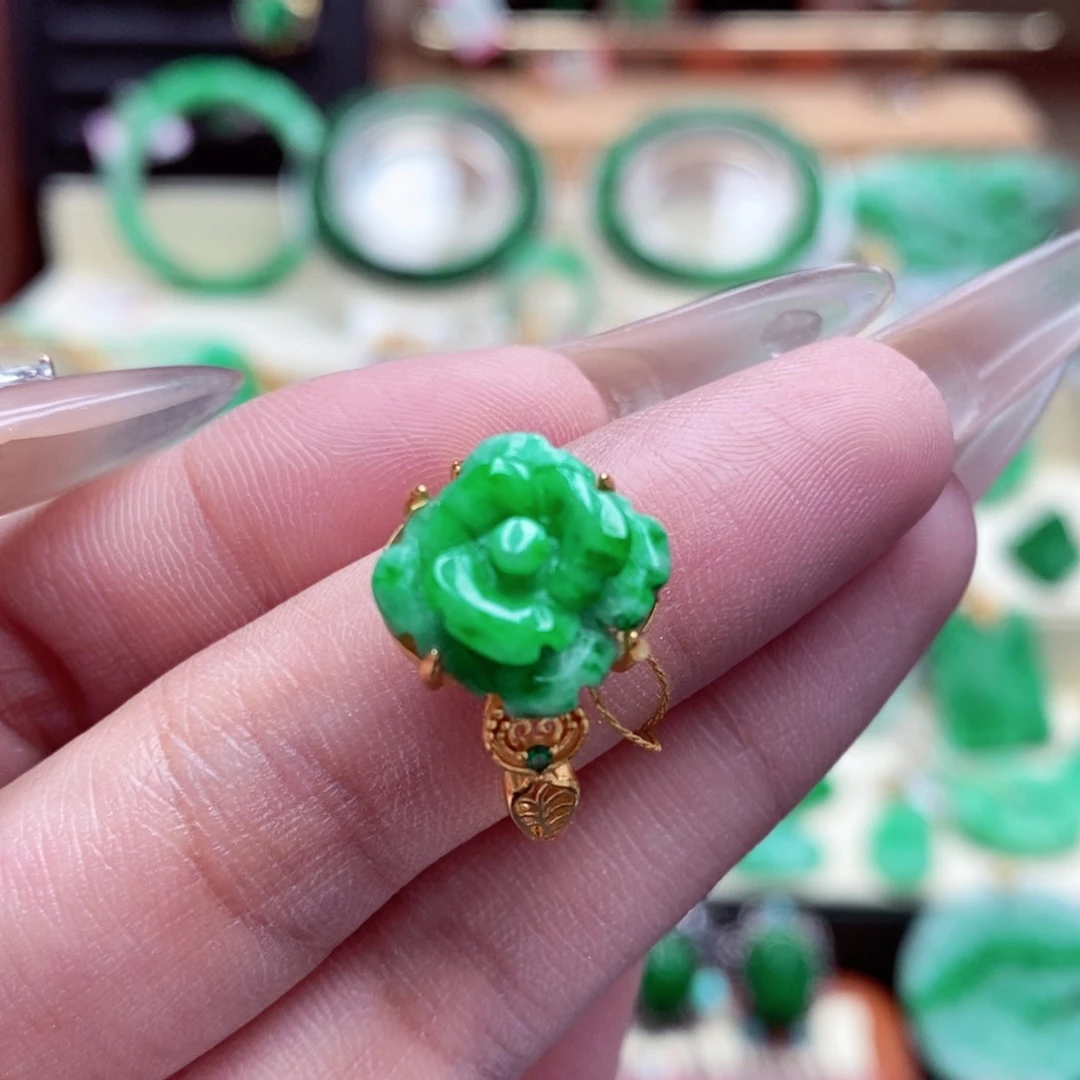 银S925镶嵌戒指翡翠翡翠戒指