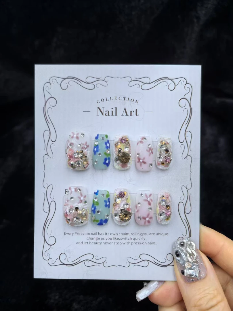 安夏 半分甜 直角方 纯手工穿戴甲10片