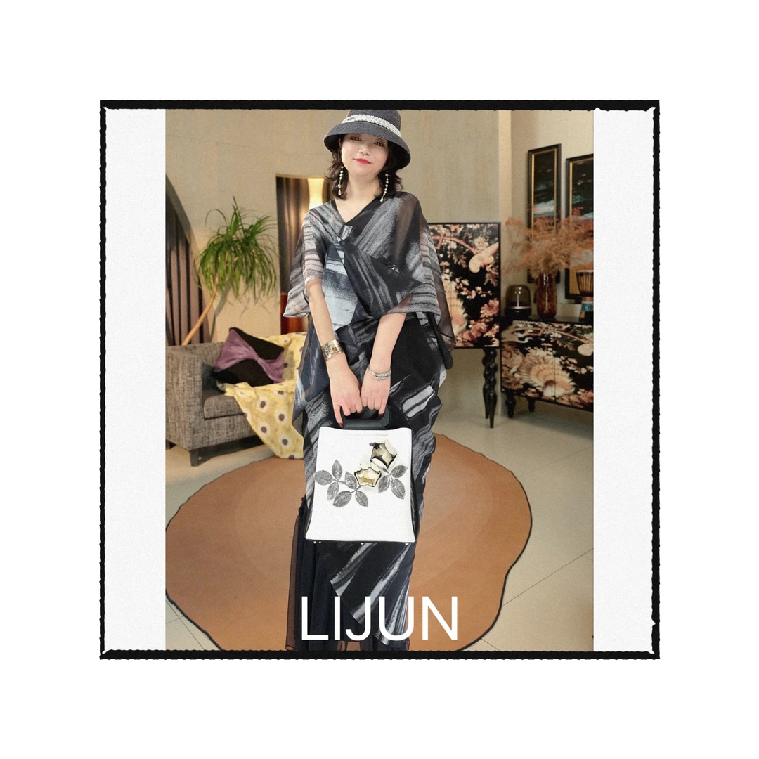 篱君【塞纳薄雾】2018夏新款不规则设计感连衣裙轻薄显瘦长款连衣裙