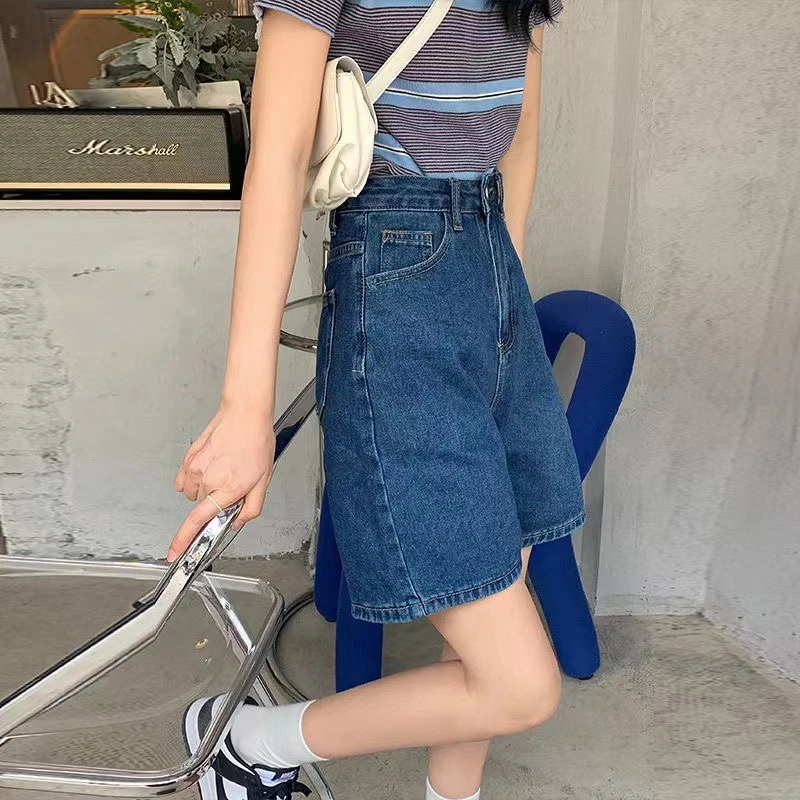 高腰牛仔短裤女夏宽松2024年新款a字直筒阔腿五分裤薄款显瘦中裤