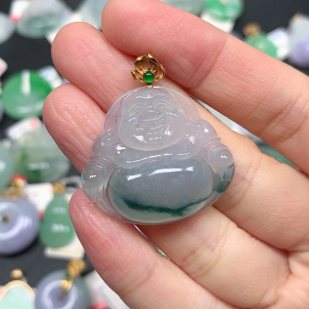 颈饰18K金镶嵌翡翠翡翠吊坠