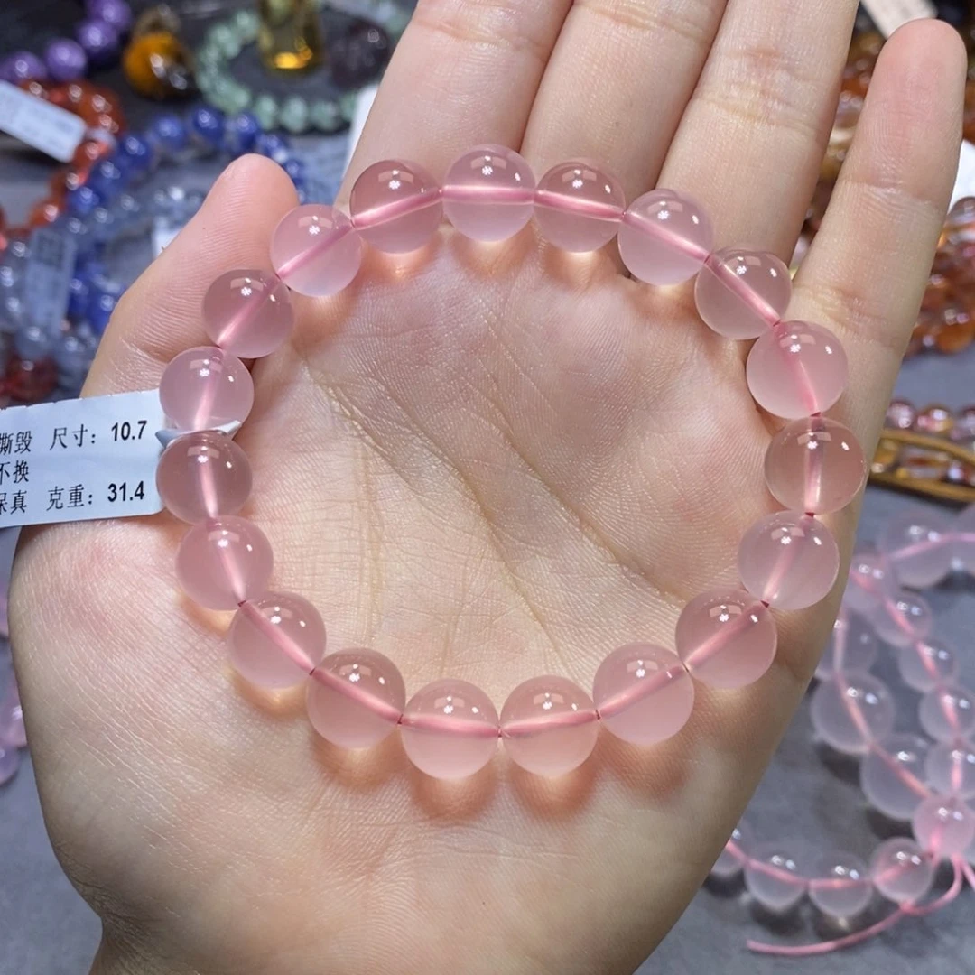 水晶手串未镶嵌顶莫桑比克粉水晶
