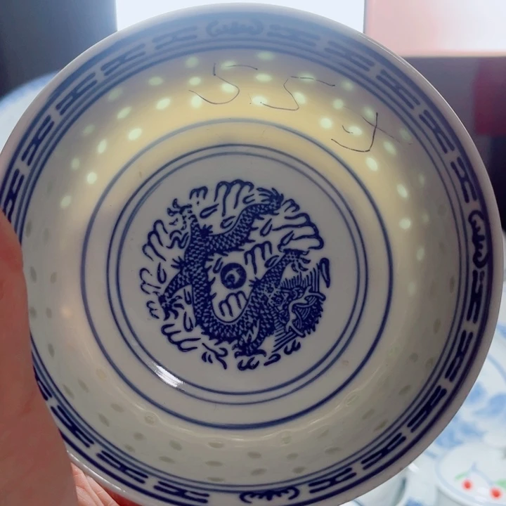 青花玲珑5.5寸饭碗老玲珑