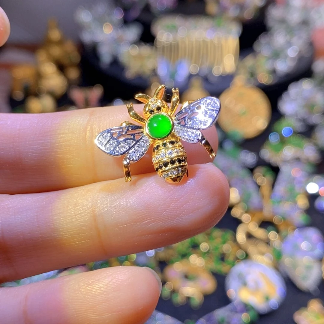 吊坠(不含链)银S925镶嵌翡翠