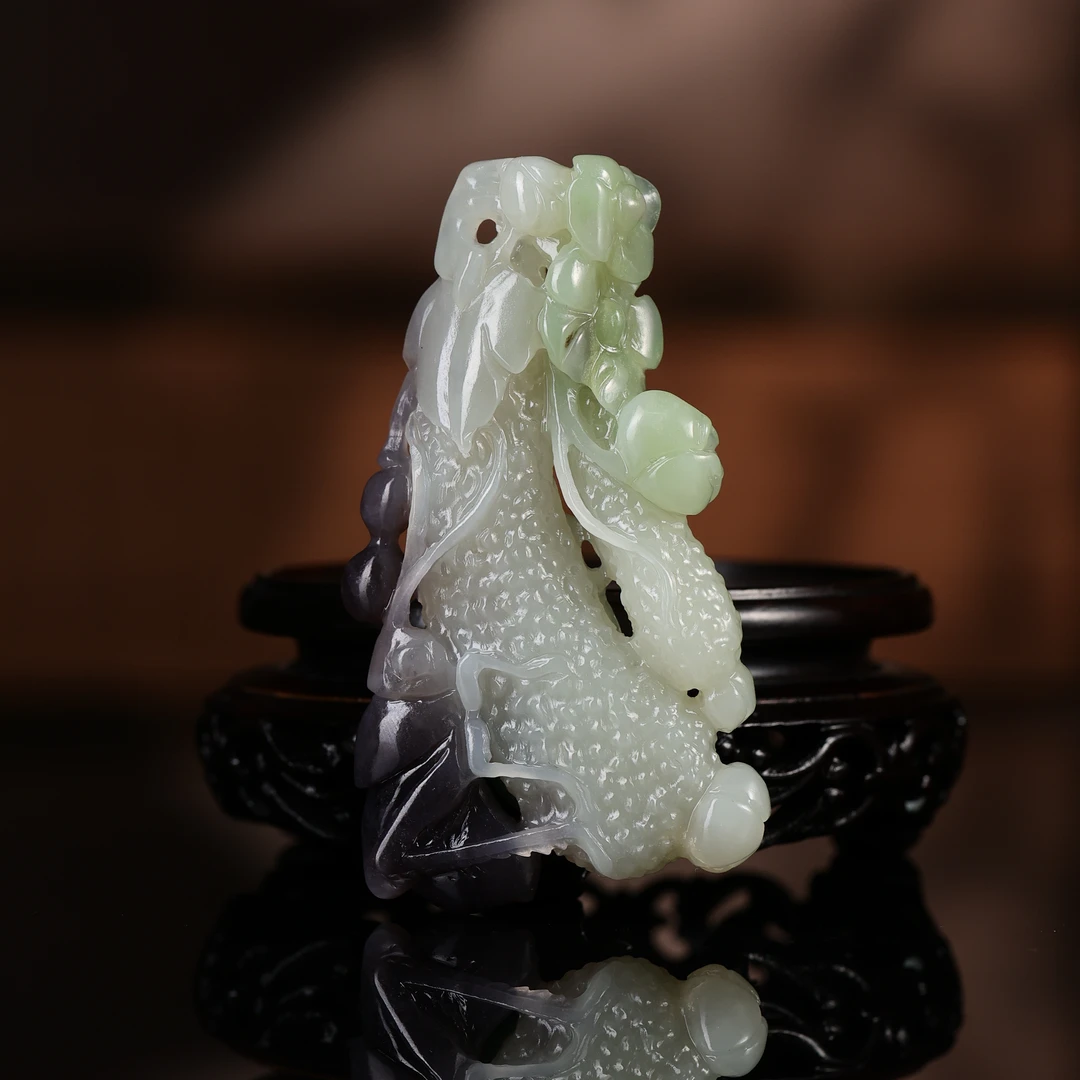 rl和田玉烟紫带翠巧雕瓜瓞绵绵25110100967