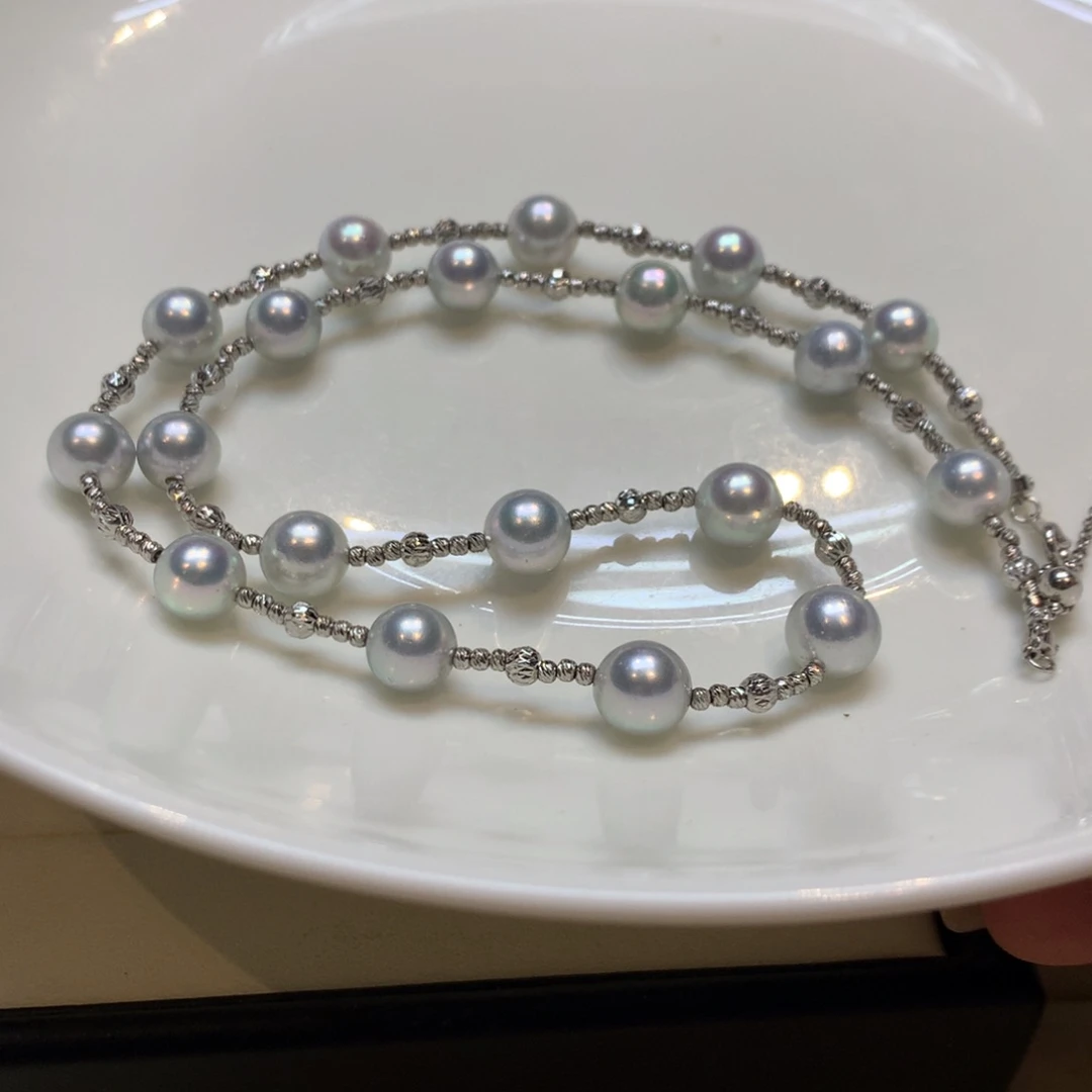 海水珍珠银S925镶嵌颈饰