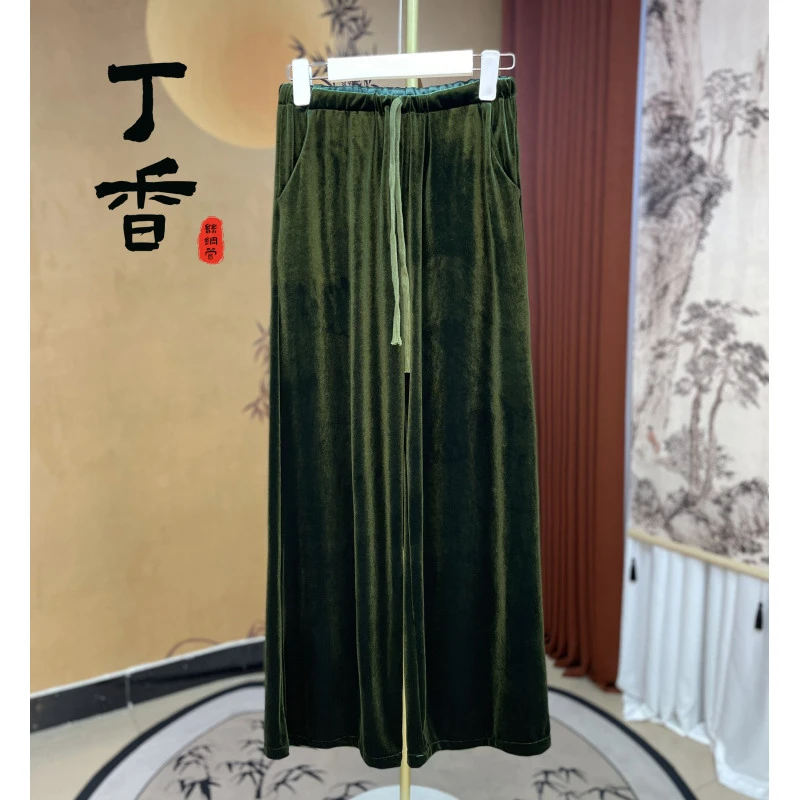 933新款时尚休闲丝绒厚款直筒裤子女