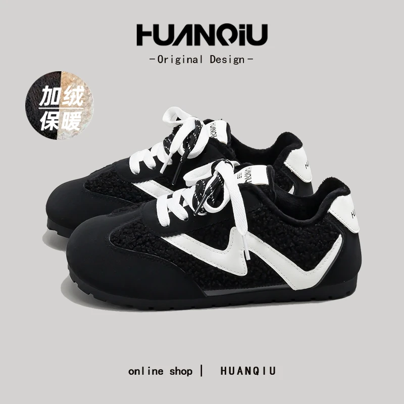 环球明星同款加绒加厚百搭德训鞋女2025新款潮百搭棉鞋M-HC299-1