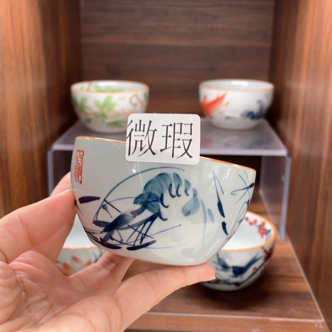 釉下手绘茶具微瑕