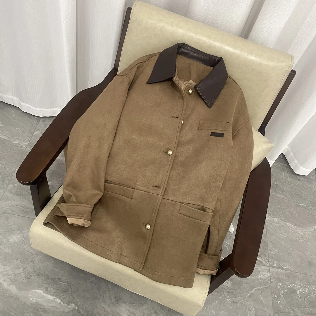 FUJIA STYLE新款韩版简约撞色领时尚工装风外套P25091