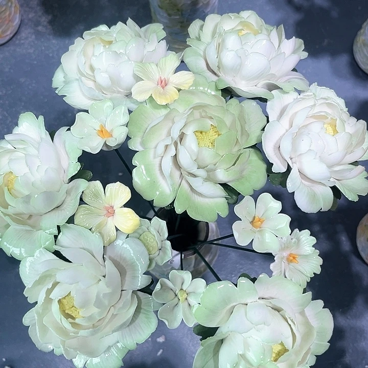 陶瓷花花摆件，花束