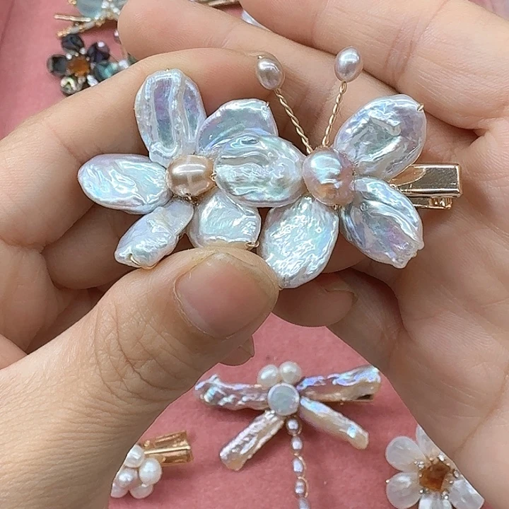 淡水珍珠发饰未镶嵌