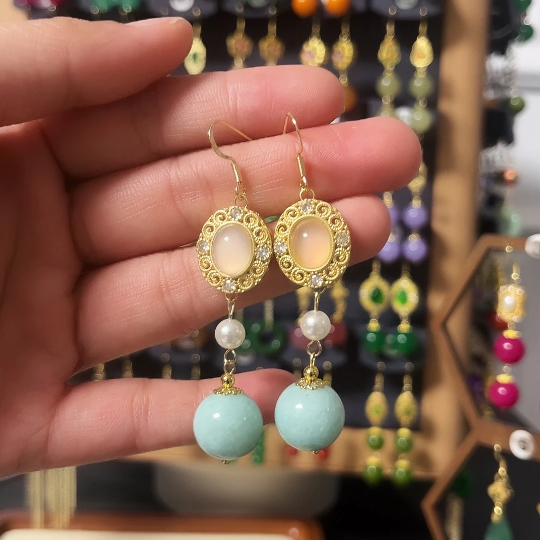 锆石纯铜925银耳饰