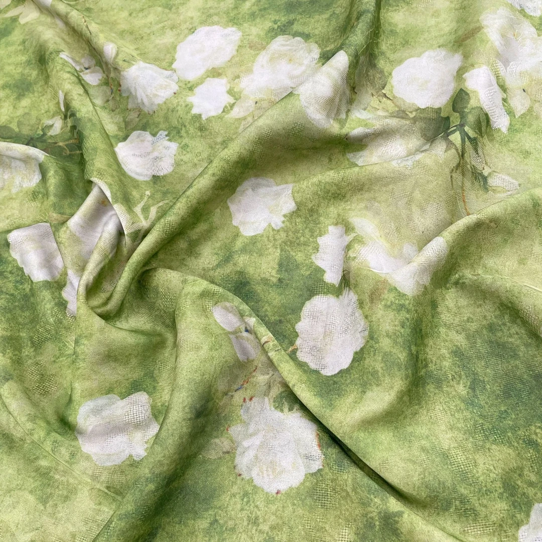 【焙焙家】香云纱   油画茉莉  新中式旗袍上衣面料