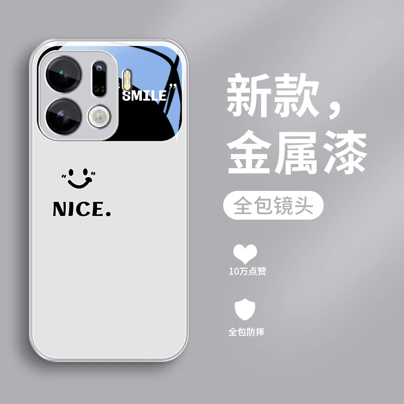Nice视窗适用oppoFindX9手机壳FindX9Pro玻璃壳简约男士全包散热