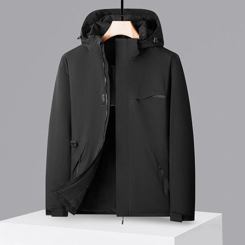 男士保暖外套加肥加大码宽松百搭可脱卸帽棉衣新款户外防寒男棉服