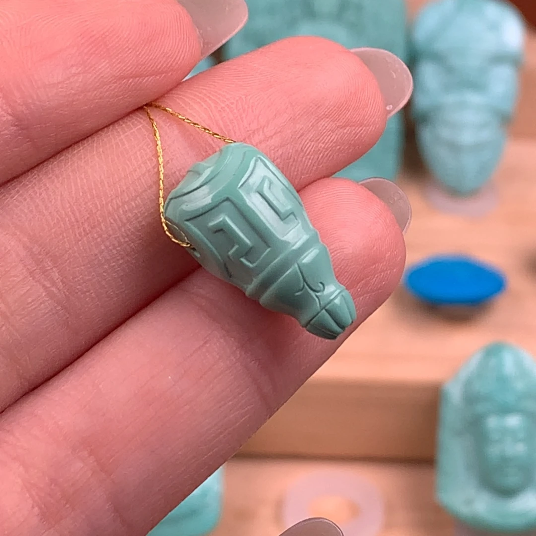 绿松石未镶嵌回纹圆珠