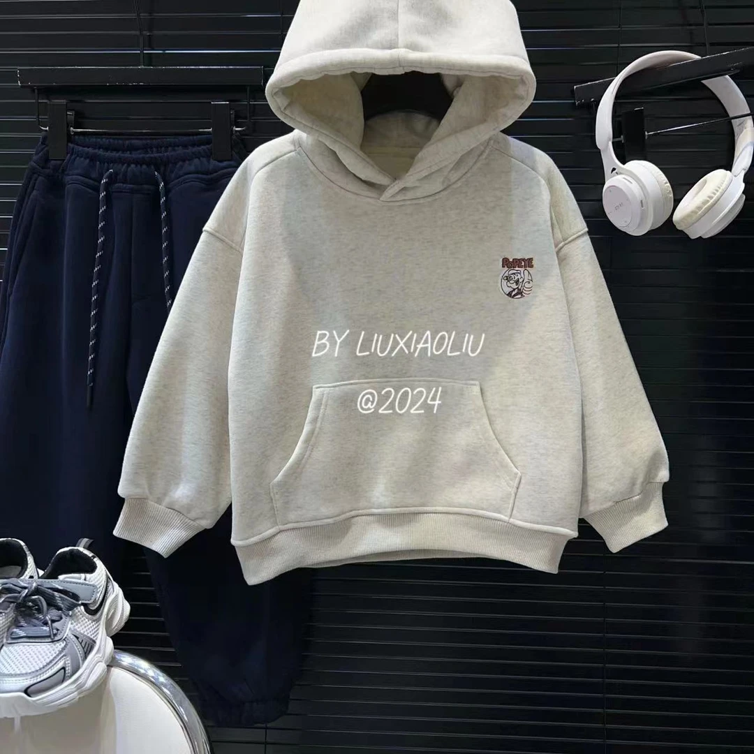 杭州六小六正版 BY LIUXIAOLIU冬季儿童加绒连帽卫衣12414