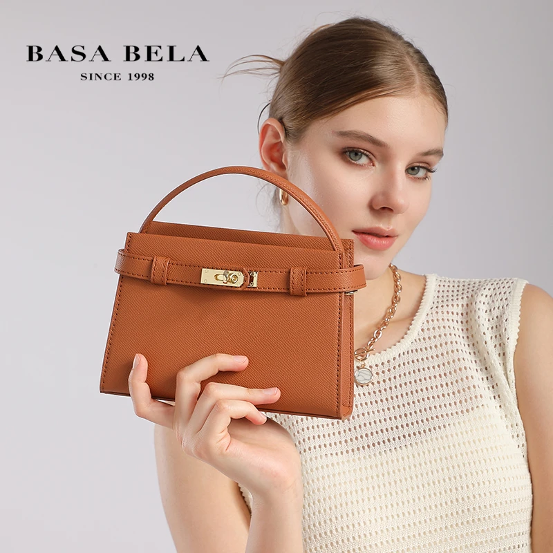 BASA BELA/芭莎貝拉手提式单肩款双根斜挎包百搭气质极简风甜辣风