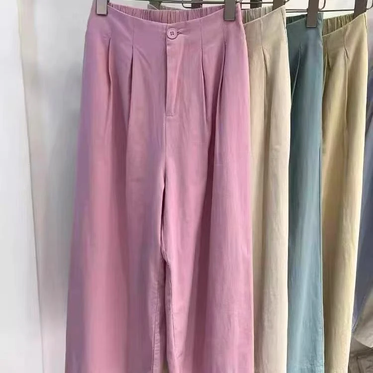 612/25173/119-9女夏季薄款显瘦高腰宽松直筒阔腿裤休闲