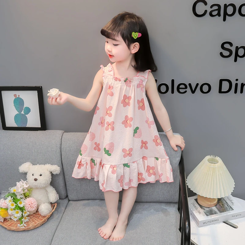 女童睡裙夏季薄款2025新款女宝宝公主吊带睡衣儿童女孩夏天家居服