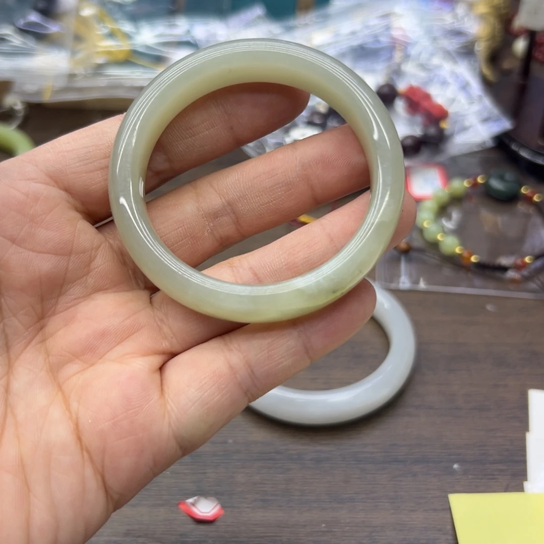 和田玉未镶嵌手镯50.7圈围430