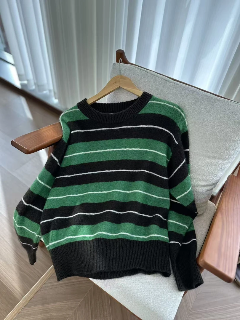 JIUJIU【海港秋日】绵羊毛山羊绒浣熊毛百搭时尚宽松圆领长袖针织