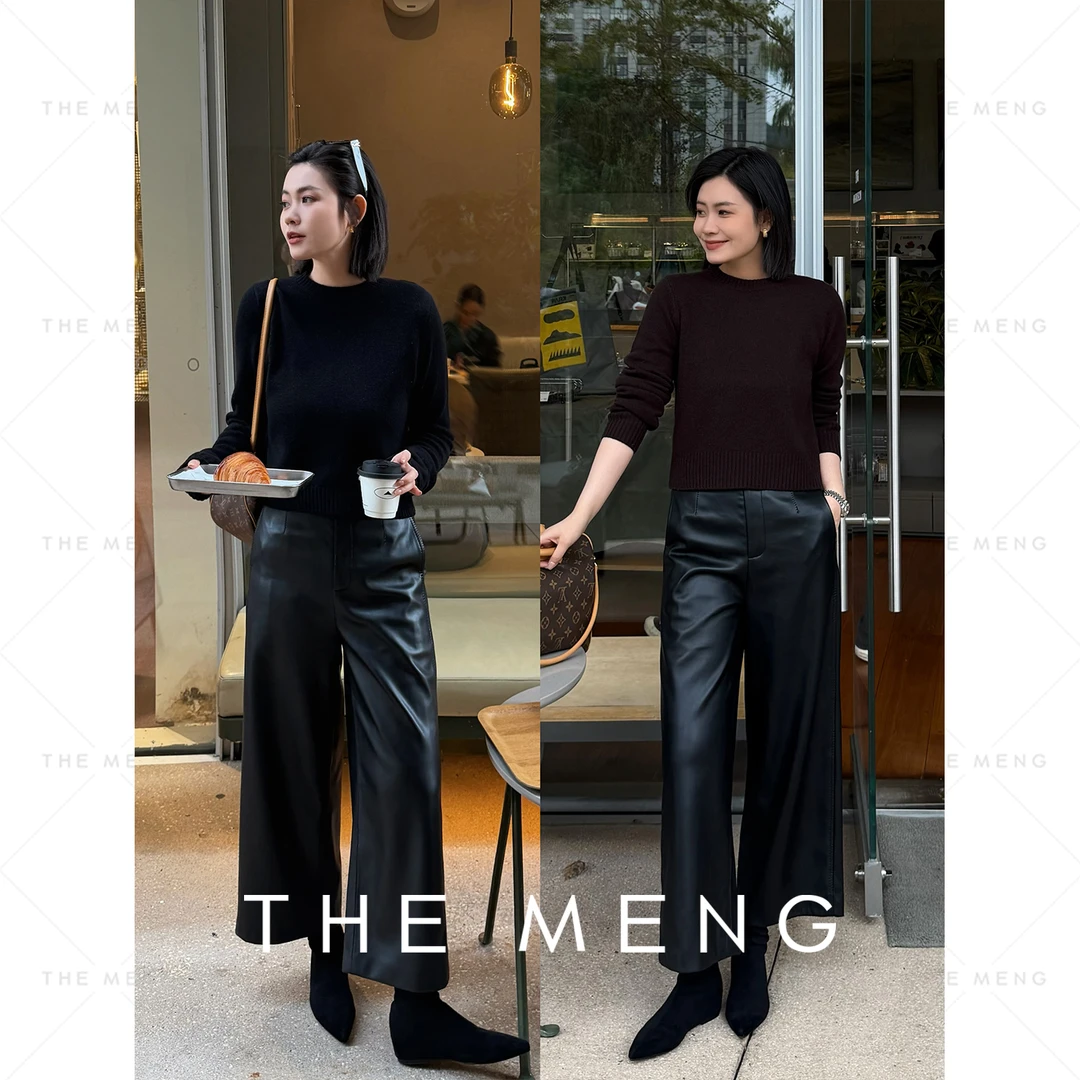 THE MENG【超比例】超纤蛋白皮休闲九分裤皮裤#M253P0889+M254P1461