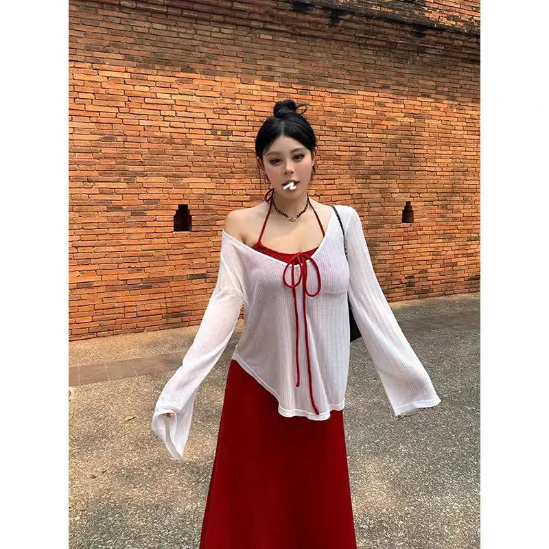 大码300斤2025夏季新款胖mm显瘦蝴蝶结可调节纯欲a字挂脖连衣裙女