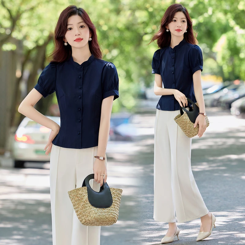 超火夏装一整套套装女2025夏季新款短袖衬衫阔腿裤气质裙裤两件套