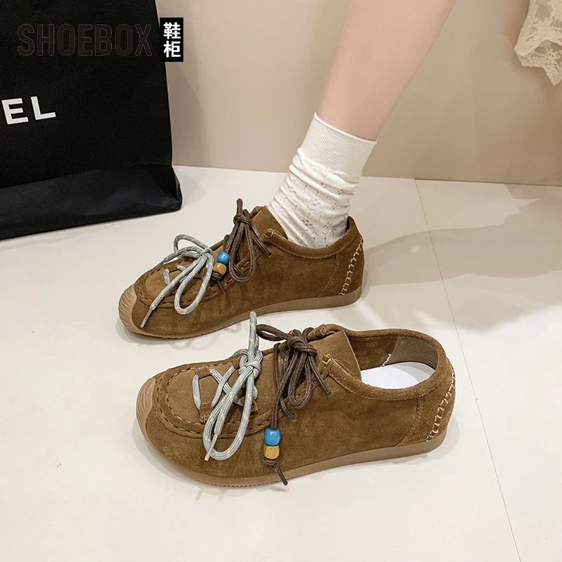 SHOEBOX鞋柜勃肯袋鼠鞋女款2025新款百搭休闲小众双系带德训鞋女
