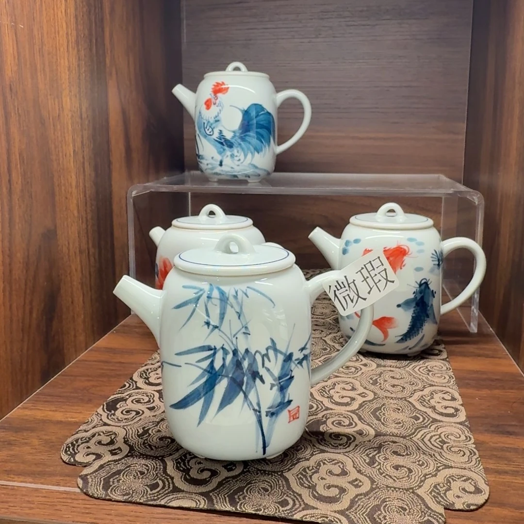 釉下手绘茶具微瑕