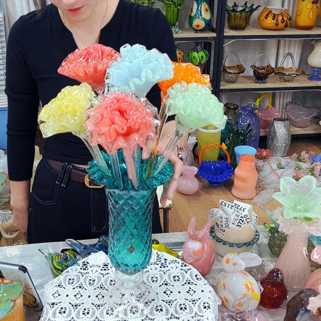 6夜光花1瓶 家悦琉璃工艺品瓶不完美