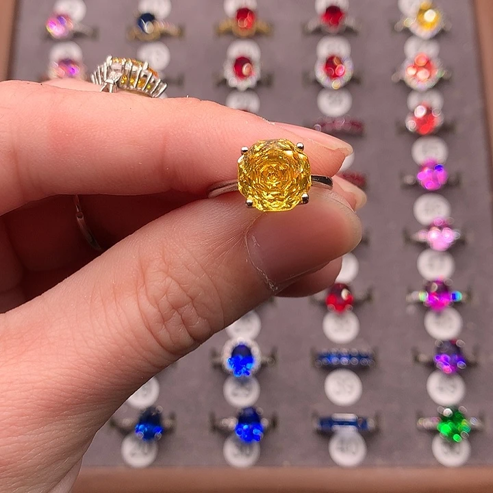 戒指银S925镶嵌黄晶