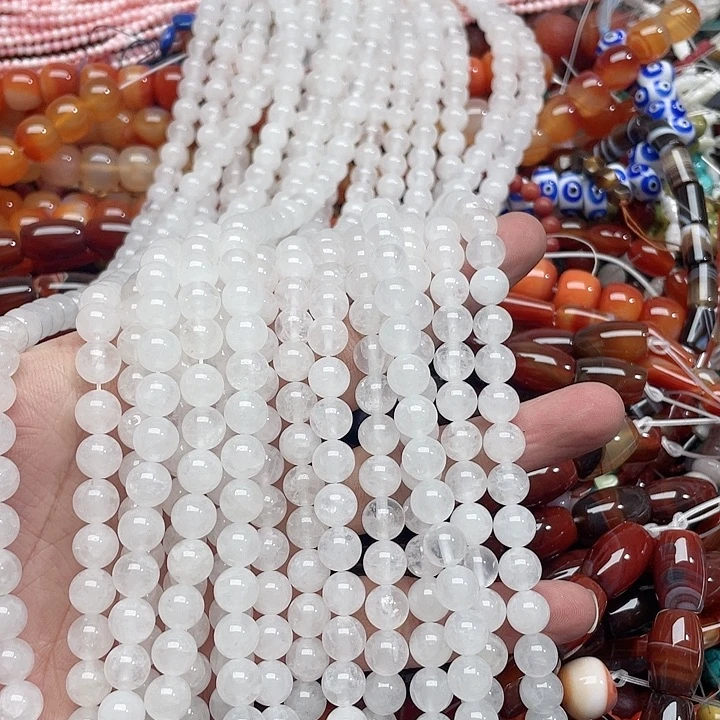 玛瑙/玉髓珠宝半成品未镶嵌一条8mm白水晶