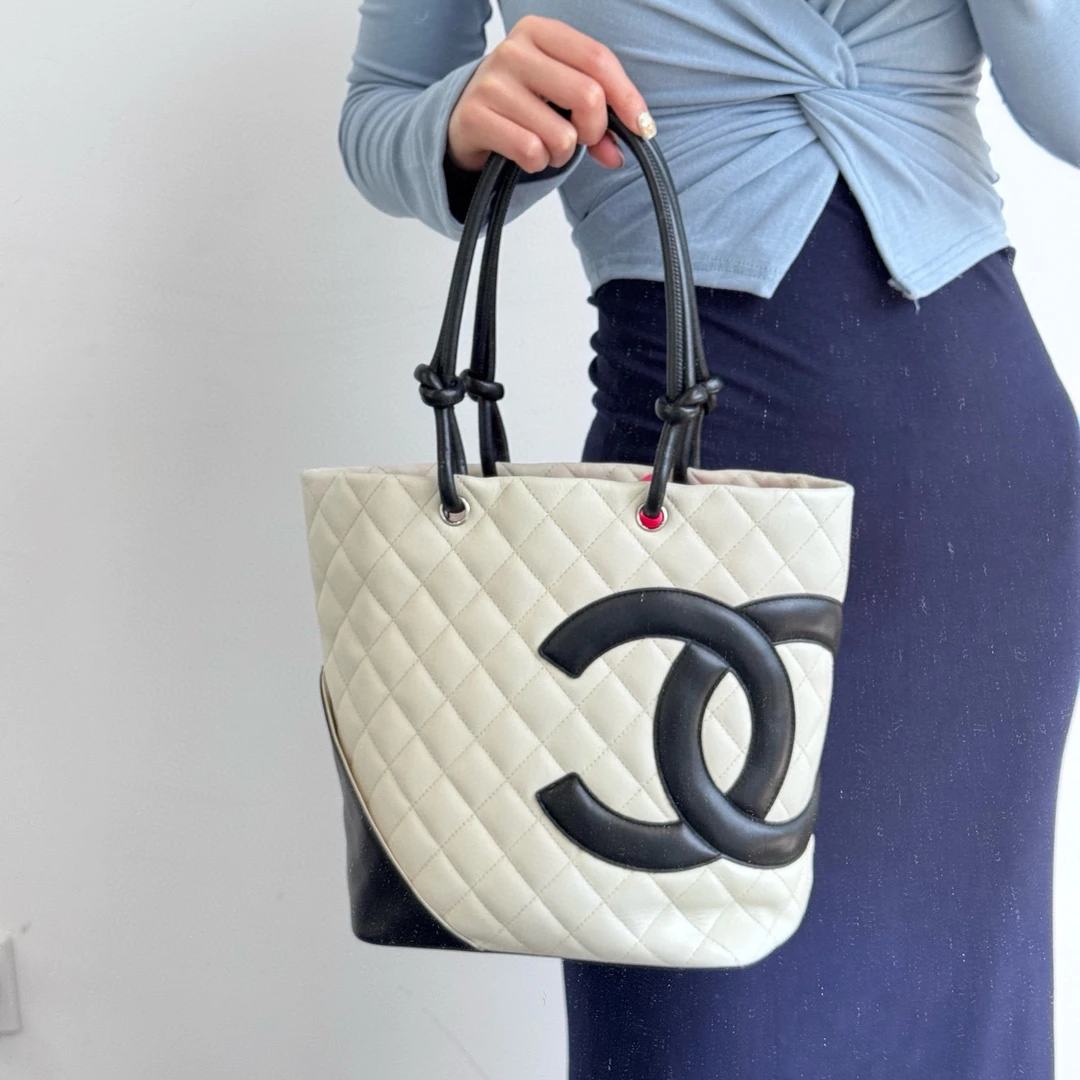 95新 Chanel/香奈儿 chanel黑白熊猫色康鹏菜篮子