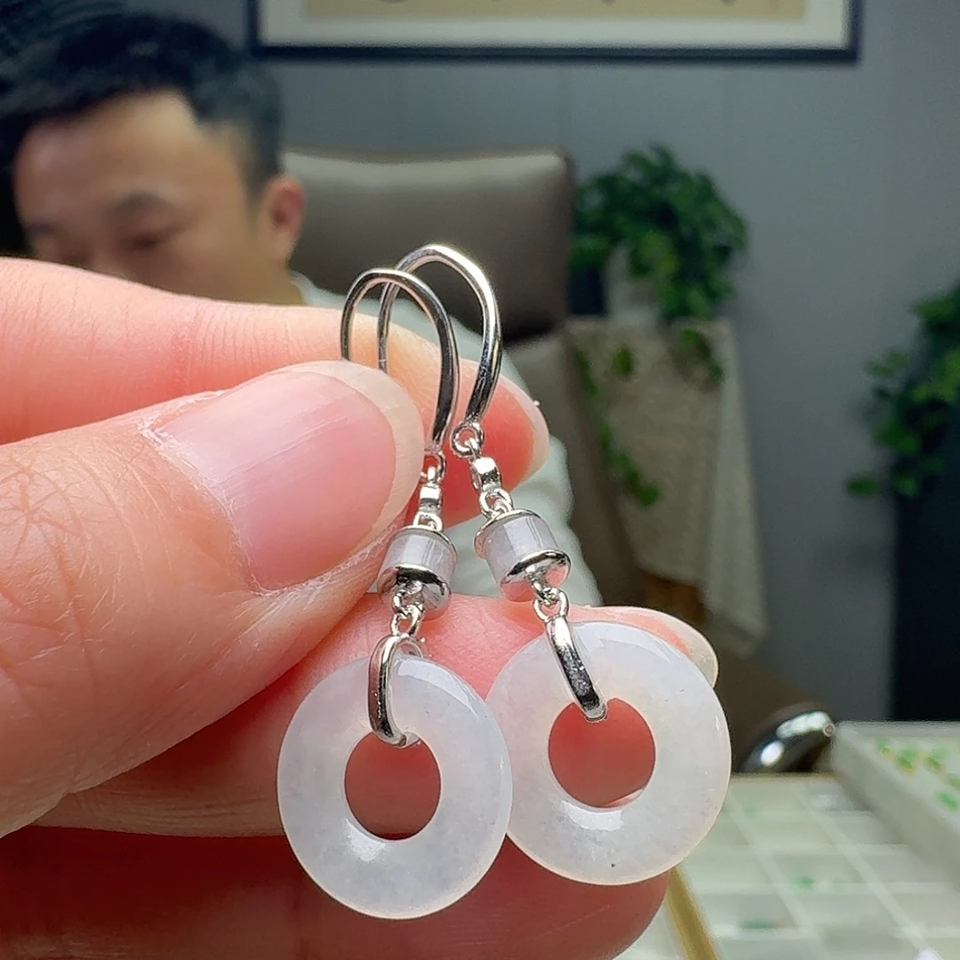 翡翠银S925镶嵌耳饰多样性发货其一