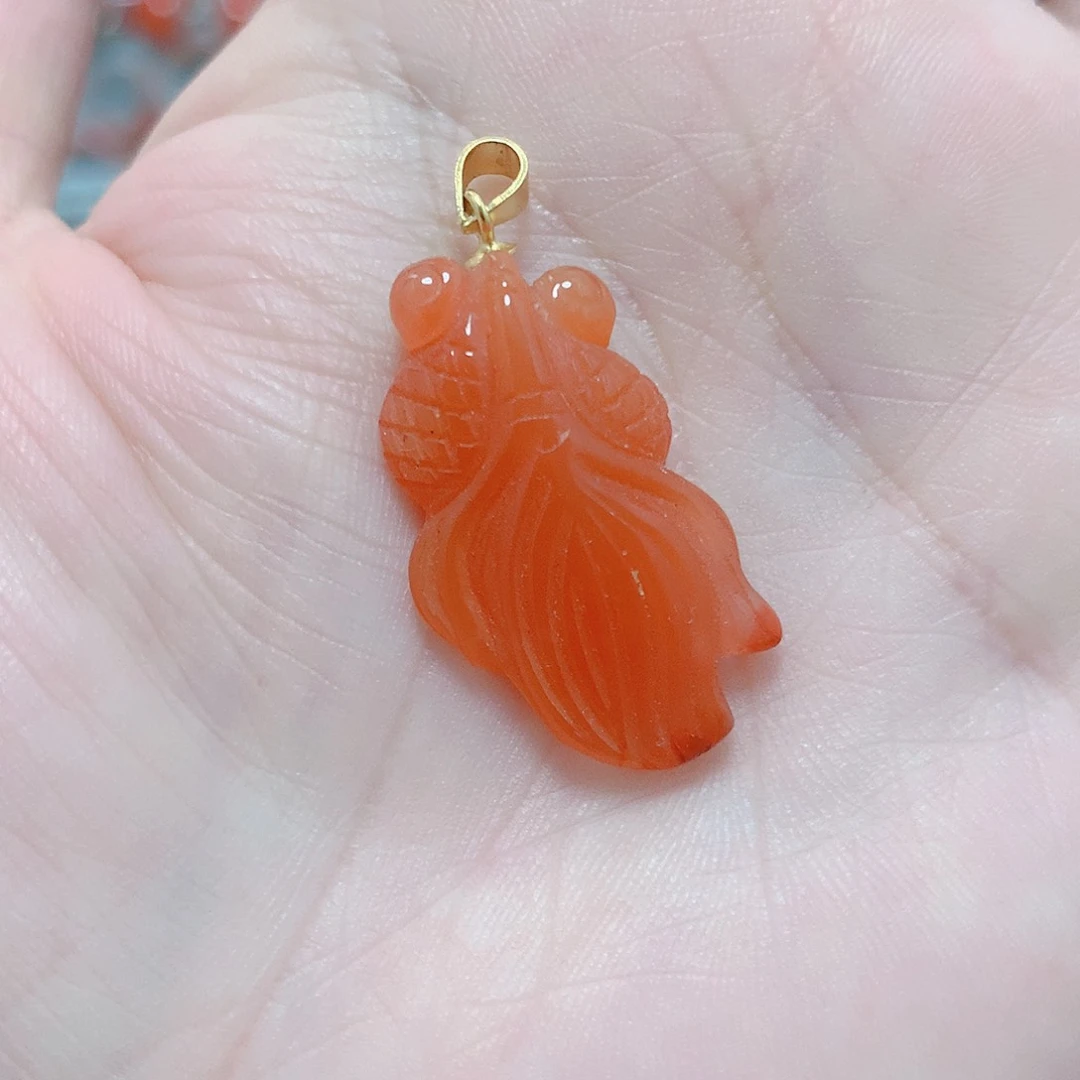 南红玛瑙银S925镶嵌吊坠(不含链)