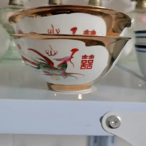 摆件雅***人龙凤描金碗瓷摆件