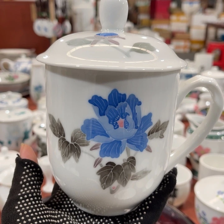 陶瓷醴陵手绘釉下五彩600毫升杯，2等