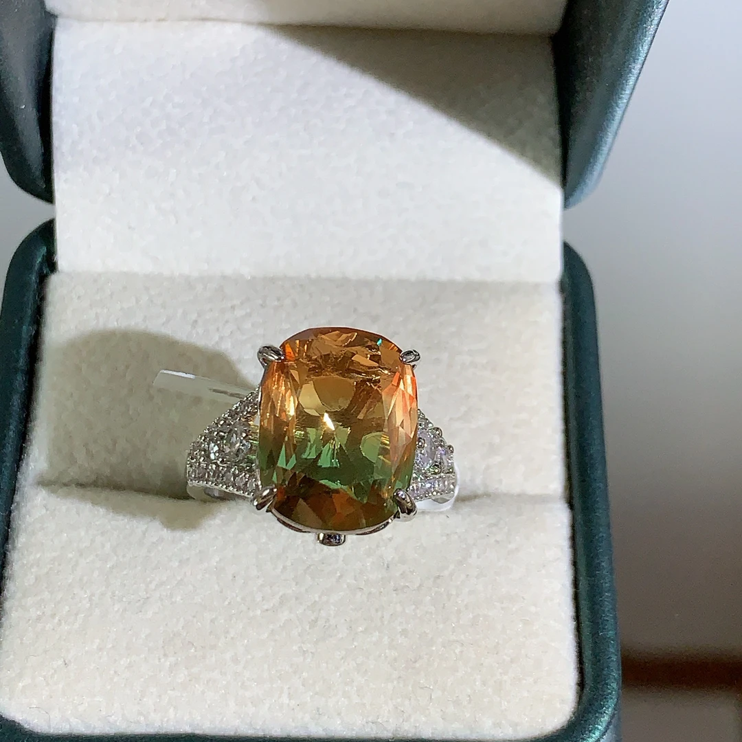 铜合金合成锆石戒指 TTSD 彩虹重工设计时尚百搭戒指 610